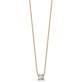 14k 2 1/2 carat Lab Grown Diamond VS+ F+ Princess Complete Four Prong 18 inch Pendant Necklace